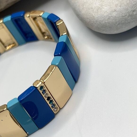 LAUNDRY Shelli Segal Gold Blue Stretch Bracelet - Picture 10 of 13